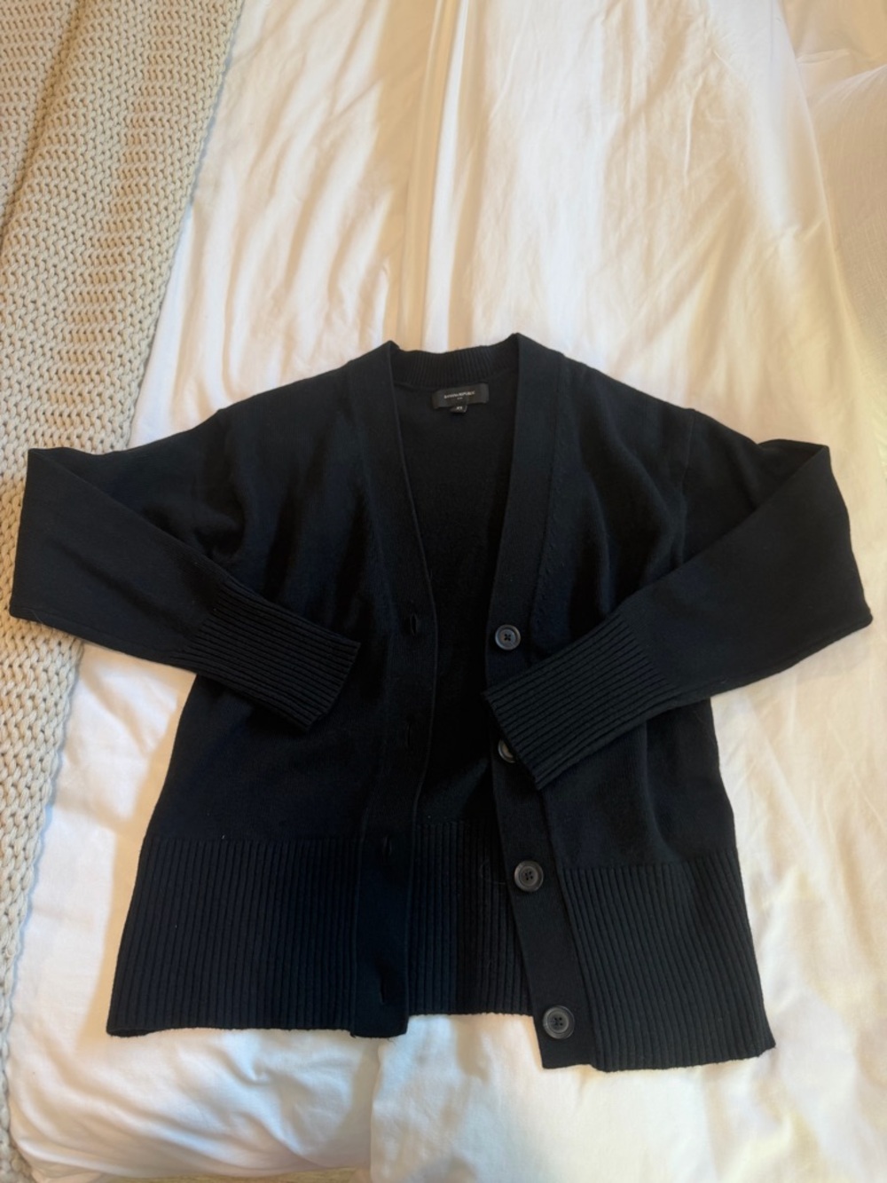 Banana Republic Black V-Neck Button Cardigan